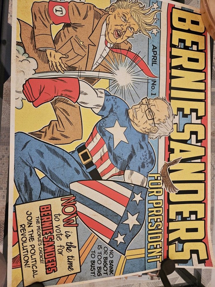 Original 2016 Bernie For President Vega Twins Canvas Poster