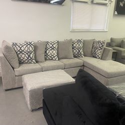 Grey Sectional With Ottoman ‼️take It Home With $39 Easy Approval ‼️