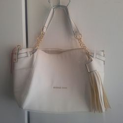 Michael Kors Handbag Purse White Gold Chain Straps 