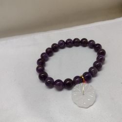 Amethyst Bracelet With White Flower