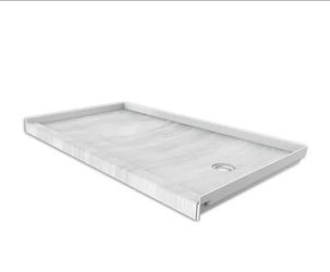 32 in. x 60 in. Single Threshold Shower Base with Right Hand Drain in Silver Strata