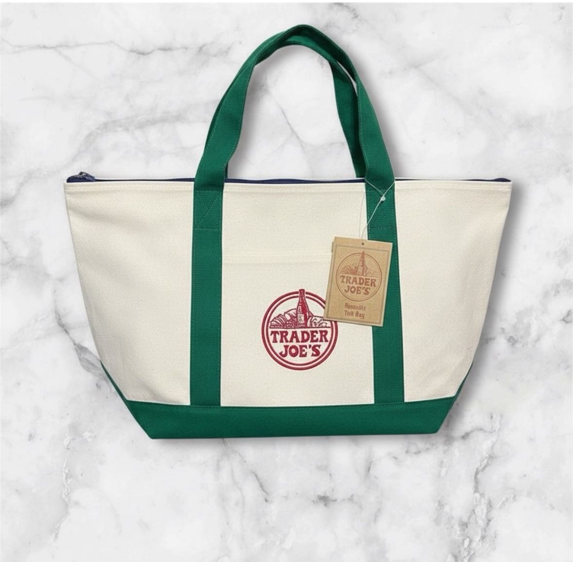 Trader Joe's 2025 Green Large Canvas Tote Bag - New Release, NWT