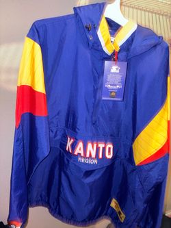 Pokémon Kanto Region Starter Windbreaker Jacket - XL Blue/Yellow/Red Pullover Hooded - NEW WITH TAGS