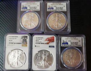 American Silver Eagles 1 Troy Oz 999 fine silver MS70 perfect grade