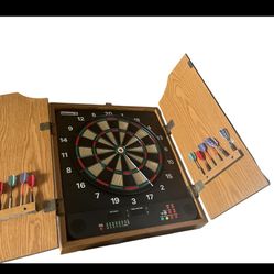 Antique Sportcraft Dart Board And Cabinet