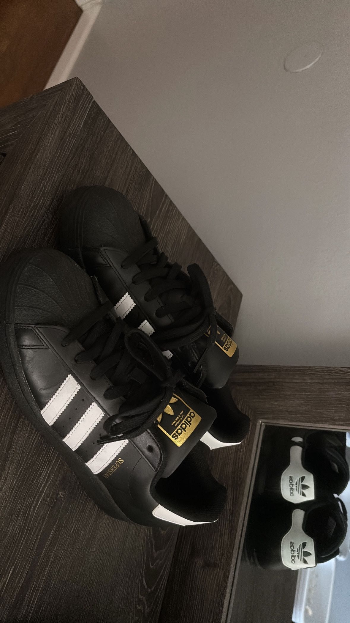 Mens Black Adidas Superstars Size 10