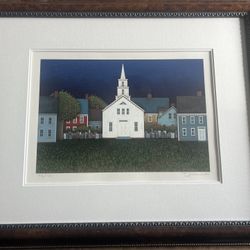 TED JEREMENKO SIGNED LIMITED EDITION SERIGRAPH ON PAPER “VILLAGE GREEN”