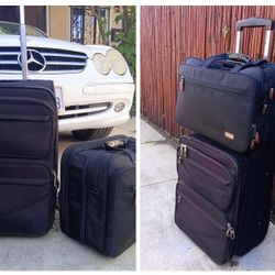 Black Luggage With Large Laptop Briefcase Bag 