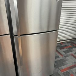 Whirlpool Top Freezer Fridge Stainless Steel 18cf