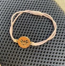 Adjustable Lotus Flower Cord collectible Bracelet – Rose Gold/Gold-Tone Charm