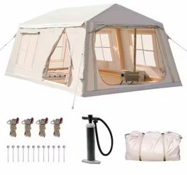 8-10 Person Inflatable Camping Tent with Hand Pump and Carry Bag Easy Setup Blow up Tent