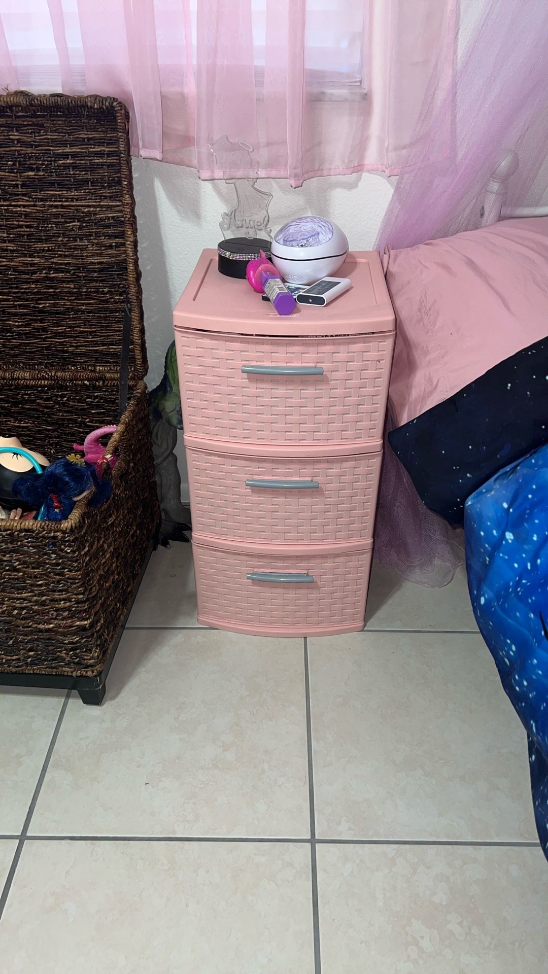 Pink Plastic 3 Drawer $25