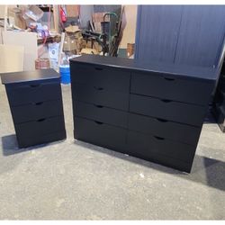 Eight drawers dresser with rails and nightstand with rails/ 8 drawers dresser with rails and nightstand with rails