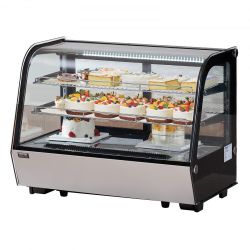 VEVOR Refrigerated Display Case, 5 Cu.Ft./146L Countertop Pastry Display Case, 2-Tier Commercial Display Refrigerator with LED Lighting, TURBO Cooling