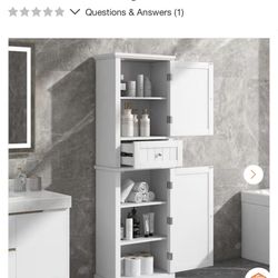 22 in. W x 11 in. D x 67.3 in. H Freestanding White Linen Cabinet Tall Bathroom Storage Cabinet