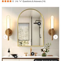 24 in. W x 36 in. H Arched Gold Recessed/Surface Mount Medicine Cabinet with Mirror