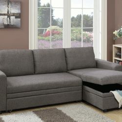 Brand New Ash Black Sectional Storage Sofa Sleeper 