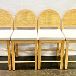 24” Counter Height Bar Stool , Solid Wood, Natural Rattan, Set of 4 *Free Delivery*