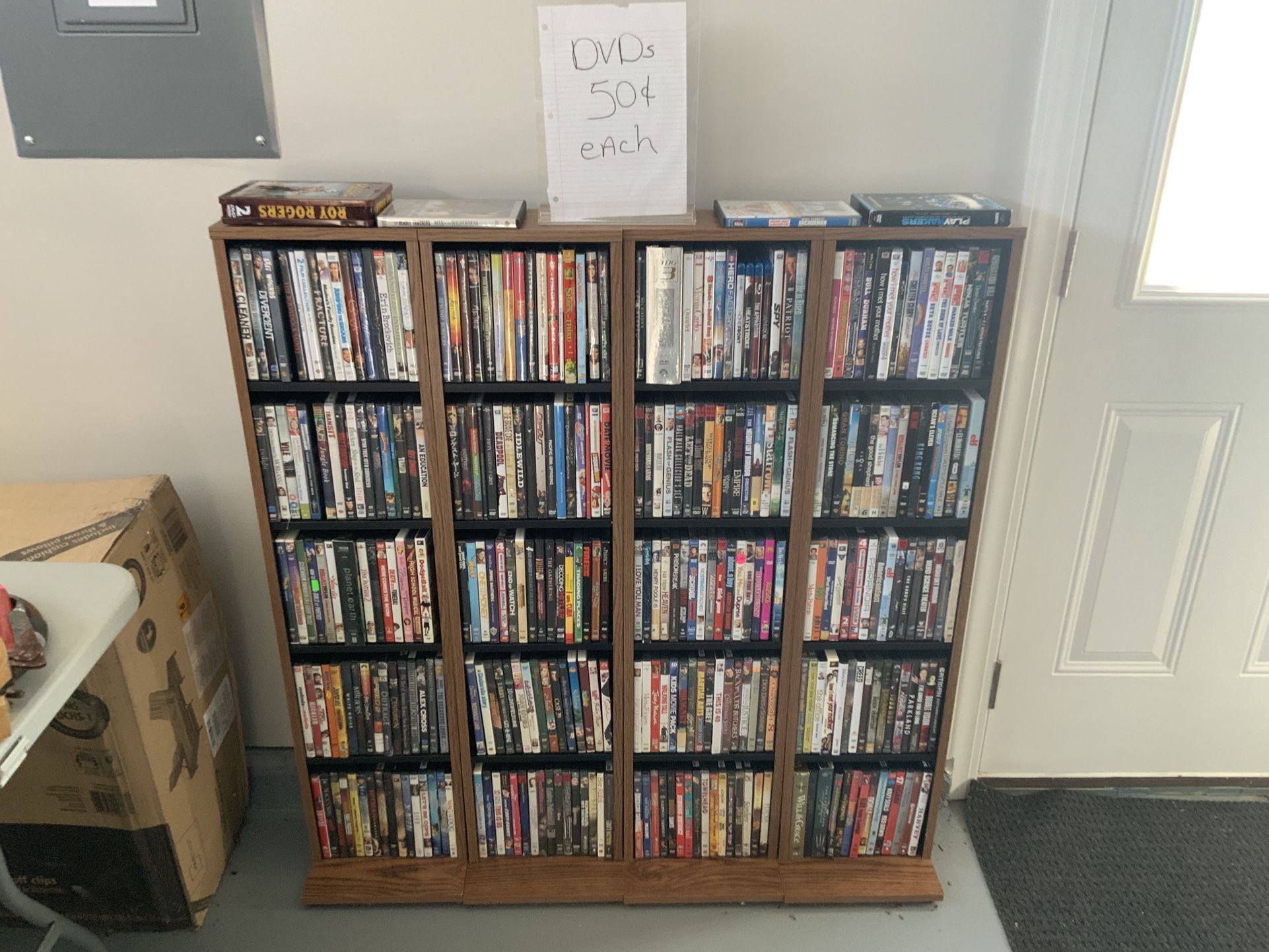 Hundreds Of DVDS For Sale Just 50 Cents Each (available this Saturday From 8-1 PM