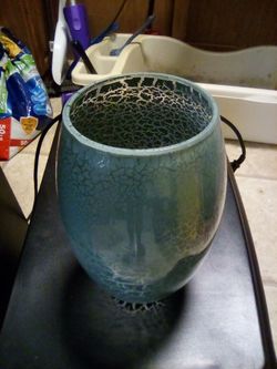 Grey 🔵 Blue Spotted Like Design. This Is A Glass Light Fixture Cover For A Bedroom Or Bathroom. 6 Inches Tall By 4.5 . 