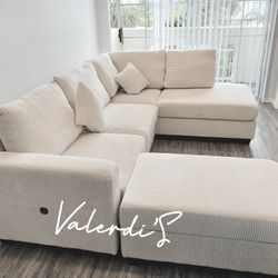 Sectional Sofa Corduroy Fabric 106x76x35 