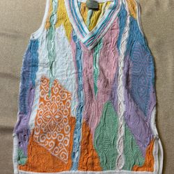 Vintage 90s Coogi V Neck Vest 3D Knit Cosby Style V Neck Sweater Sz M