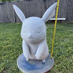 Over 2 ft tall 3d printed pikachu raw!2 coats of bondo and filler primer 