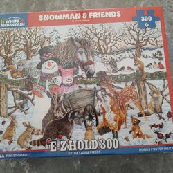 White mountain Snowman & Friends puzzle 300 pieces new inbox.