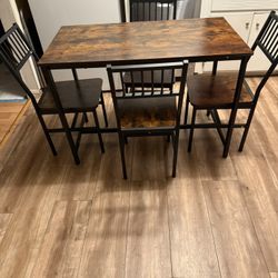 Wood Table With Metal Legs And 4 Chairs!!