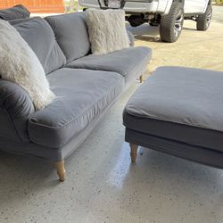 Gray Modern Couch Sectional Ottoman