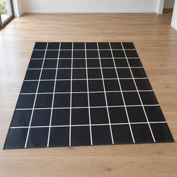 IKEA SVALLERUP Black & White Grid Rug – 6'7" Square
