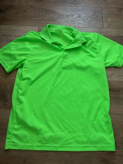 Sport Tek Polo Shirt Men's L Large Short Sleeve Lime Green Golf 100% Polyester