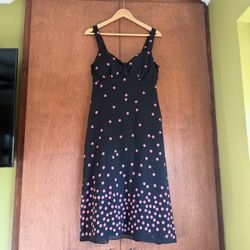 Vintage pink polka dot midi dress