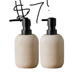 GalDal 2pcs/Set Beige Hand Soap Dispenser Sets,Resin Liquid Soap Dispenser For Bathroom Countertop,Dish Wash Soap Dispenser For Kitchen-10.6oz.