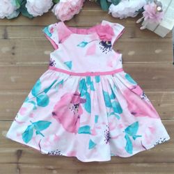  5T FLORAL FIT & FLAIR CAP SLEEVES DRESS