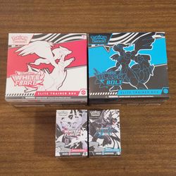 Pokemon Cards Scarlet and Violet White Flare and Black Bolt Elite Trainer Boxes / Booster Bundles