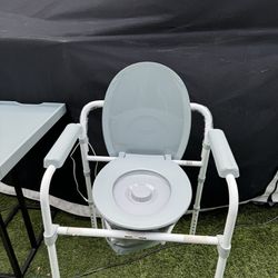 Three-in-one folding commode/toilet with full seat!
