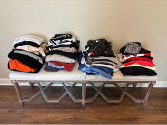 Bundle of around 45 pieces of mixed clothes (woman’s, men’s, mixed sizes)