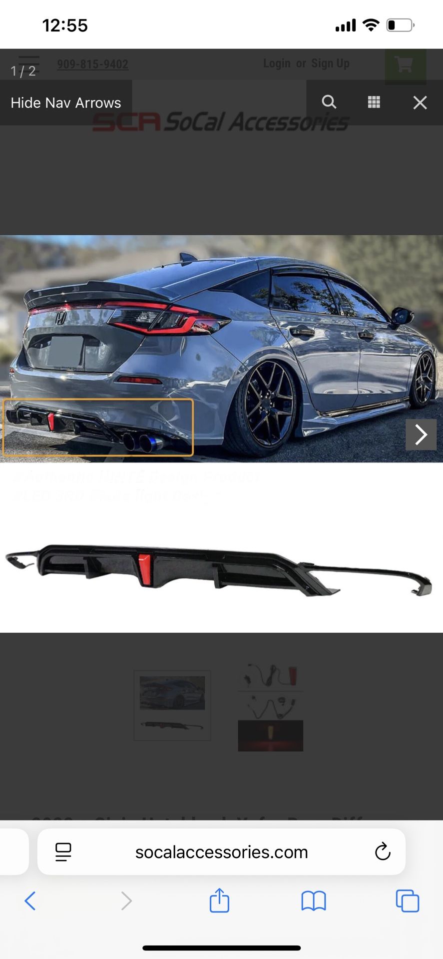 2022 + Civic Hatchback Yofer Rear Diffuser