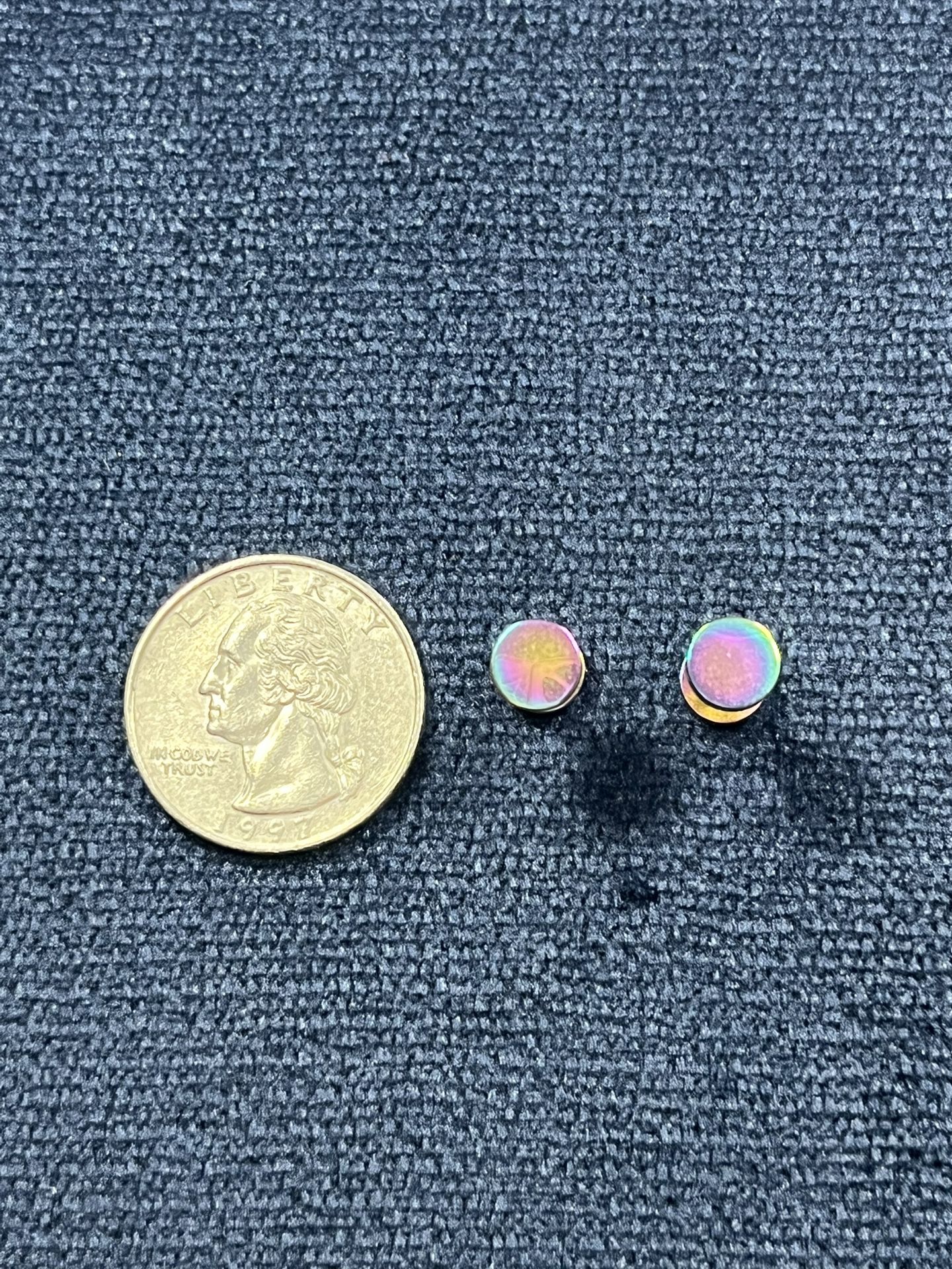 Rainbow Chrome Faux Plug Earrings
