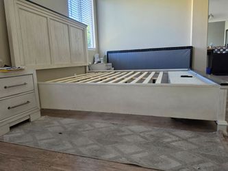 Cal king Bed Frame with Dresser/TV