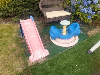 Kids Plastic Slide and Merry-Go-Round Set