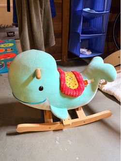 Baby beluga wooden rocker chair, whale baby rocker toddler rocker