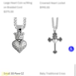 Rare Pink King Baby Designer Crowned Heart Pendant Silver CZ  