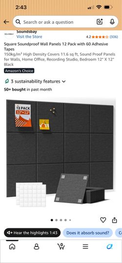 Soundsbay Acoustic Wall Panels 12 Pack Black