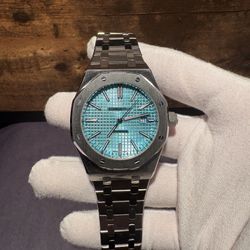 Luxury Mens Silver And Blue Watch