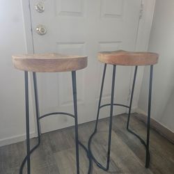 2 Matching Mango Wood Bar Stools