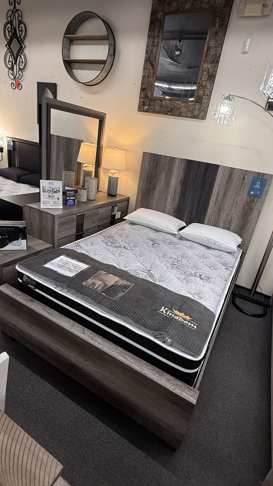 Available In King - Queen Bedroom Set (Bed Frame,Dresser,Mirror And 1 Nightstand)