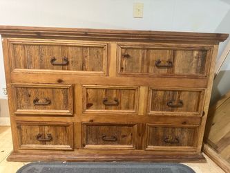Rustic Pine Wood 8-Drawer Dresser