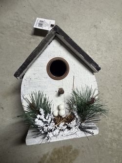 New 10” wood birdhouse home garden decor gift Christmas 